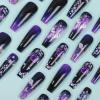 image:imageBABALAL Press On NailsLong Square Fake Nails Black Plaid with Star amp Sliver Ball Charm Glossy Gothic Grunge Glue On Nails for Women and Girls 24PcsLCRJL04gothrose