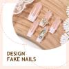 image:imageBABALAL Press On NailsLong Square Fake Nails Black Plaid with Star amp Sliver Ball Charm Glossy Gothic Grunge Glue On Nails for Women and Girls 24PcsLCRJL0301