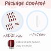 image:imageBABALAL Press On NailsLong Square Fake Nails Black Plaid with Star amp Sliver Ball Charm Glossy Gothic Grunge Glue On Nails for Women and Girls 24PcsLCRJL07blackred