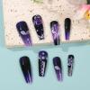 image:imageBABALAL Press On NailsLong Square Fake Nails Black Plaid with Star amp Sliver Ball Charm Glossy Gothic Grunge Glue On Nails for Women and Girls 24PcsLCRJL04gothrose
