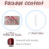 image:imageBABALAL Press On NailsLong Square Fake Nails Black Plaid with Star amp Sliver Ball Charm Glossy Gothic Grunge Glue On Nails for Women and Girls 24PcsLCRJL02red