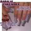 image:imageBABALAL Press On NailsLong Square Fake Nails Black Plaid with Star amp Sliver Ball Charm Glossy Gothic Grunge Glue On Nails for Women and Girls 24PcsLCRJL07purple