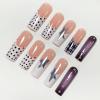 image:imageBABALAL Press On NailsLong Square Fake Nails Black Plaid with Star amp Sliver Ball Charm Glossy Gothic Grunge Glue On Nails for Women and Girls 24PcsLCRJL0705