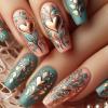 image:imageBABALAL Press On Nails Long Coffin Fake Nails Nude With Gold Glitter amp Marble Design Glossy Full Cover Glue On Nails For Women And Girls 24PcsCNC101