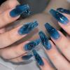 image:imageBABALAL Press On Nails Long Square Fake Nails Nude Mixed Colorful Floral Print Glossy Glue On Nails For Women And Girls 24Pcs ReusableFnm09blue