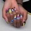 image:imageBABALAL Press On Nails Medium Almond Fake Nails Blue Swirl with Checkerboard amp Heart Glossy Y2K Retro Glue On Nails for Women and Girls 24PcsANU02colorful