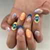 image:imageBABALAL Press On Nails Medium Almond Fake Nails Blue Swirl with Checkerboard amp Heart Glossy Y2K Retro Glue On Nails for Women and Girls 24PcsANU02flower