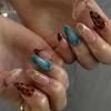 image:imageBABALAL Press On Nails Medium Almond Fake Nails Brown Green Plaid amp Apple Y2k Anime Glossy Full Cover Glue On Nails For Women And Girls 24Pcs01A001