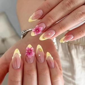 image:imageBABALAL Press On Nails Medium Almond Fake Nails Blue Swirl with Checkerboard amp Heart Glossy Y2K Retro Glue On Nails for Women and Girls 24PcsANU0003
