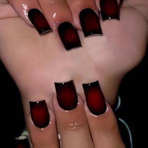 image:imageBABALAL Press On Nails Medium Almond Fake Nails Brown Green Plaid amp Apple Y2k Anime Glossy Full Cover Glue On Nails For Women And Girls 24Pcs01A011blackred