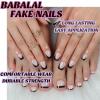 image:imageBABALAL 48Pcs Hand amp Toe Press On Nails Set Medium Almond Black French Tip Polka Dot Design Fake Nails Short Square False Toenails Reusable Glossy Kit for Women and GirlsANht107