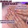 image:imageBABALAL 48Pcs Hand amp Toe Press On Nails Set Medium Almond Black French Tip Polka Dot Design Fake Nails Short Square False Toenails Reusable Glossy Kit for Women and GirlsANht110