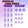 image:imageBABALAL 48Pcs Hand amp Toe Press On Nails Set Medium Almond Black French Tip Polka Dot Design Fake Nails Short Square False Toenails Reusable Glossy Kit for Women and GirlsANht101