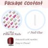 image:imageBABALAL Duck Press On Nails Pink Tortoise Fake Nails With 3D Rose Heart amp Rhinestone Charm Luxury Y2k Glossy Full Cover Glue On Duckbill Nails For Women And Girls 24PcsDU012