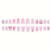 image:imageBABALAL Duck Press On Nails Pink Tortoise Fake Nails With 3D Rose Heart amp Rhinestone Charm Luxury Y2k Glossy Full Cover Glue On Duckbill Nails For Women And Girls 24PcsDU00702