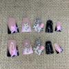 image:imageBABALAL Duck Press On Nails Pink Tortoise Fake Nails With 3D Rose Heart amp Rhinestone Charm Luxury Y2k Glossy Full Cover Glue On Duckbill Nails For Women And Girls 24PcsDU005bp