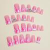 image:imageBABALAL Duck Press On Nails Pink Tortoise Fake Nails With 3D Rose Heart amp Rhinestone Charm Luxury Y2k Glossy Full Cover Glue On Duckbill Nails For Women And Girls 24PcsDU006