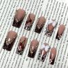 image:imageBABALAL Press On Nails Extra Long Square Fake Nails White French Tip with Black Swirl Floral Print Matte Minimalist Glue On Nails for Women and Girls 24PcsFna104burgundy
