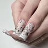 image:imageBABALAL Press On Nails Extra Long Square Fake Nails White French Tip with Black Swirl Floral Print Matte Minimalist Glue On Nails for Women and Girls 24PcsFna10402