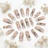 image:imageBABALAL Press On Nails Extra Long Square Fake Nails White French Tip with Black Swirl Floral Print Matte Minimalist Glue On Nails for Women and Girls 24PcsFna10402