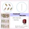 image:imageBABALAL Press On Nails Extra Long Square Fake Nails White French Tip with Black Swirl Floral Print Matte Minimalist Glue On Nails for Women and Girls 24PcsFna102green