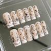 image:imageBABALAL Press On Nails Extra Long Square Fake Nails White French Tip with Black Swirl Floral Print Matte Minimalist Glue On Nails for Women and Girls 24PcsFna10402