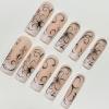 image:imageBABALAL Press On Nails Extra Long Square Fake Nails White French Tip with Black Swirl Floral Print Matte Minimalist Glue On Nails for Women and Girls 24PcsFna10402