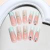 image:imageBABALAL Press On Nails Long Square Fake Nails Purple Ombre With 3d Floral amp Polka Dot Glossy Full Cover Glue On Nails For Women And Girls 24PcsbbfnH009