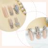 image:imageBABALAL Press On Nails Long Square Fake Nails Purple Ombre With 3d Floral amp Polka Dot Glossy Full Cover Glue On Nails For Women And Girls 24PcsbbfnH005