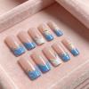 image:imageBABALAL Press On Nails Long Square Fake Nails Purple Ombre With 3d Floral amp Polka Dot Glossy Full Cover Glue On Nails For Women And Girls 24PcsbbfnH00401