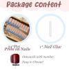 image:imageBABALAL Press On Nails Long Square Fake Nails Purple Ombre With 3d Floral amp Polka Dot Glossy Full Cover Glue On Nails For Women And Girls 24PcsbbfnH00401
