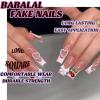 image:imageBABALAL Press On Nails Long Square Fake Nails Purple Ombre With 3d Floral amp Polka Dot Glossy Full Cover Glue On Nails For Women And Girls 24PcsbbfnH026