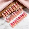 image:imageBABALAL Press On Nails Long Square Fake Nails Purple Ombre With 3d Floral amp Polka Dot Glossy Full Cover Glue On Nails For Women And Girls 24PcsbbfnH01001