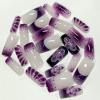 image:imageBABALAL Press On Nails Long Square Fake Nails Purple Ombre With 3d Floral amp Polka Dot Glossy Full Cover Glue On Nails For Women And Girls 24PcsbbfnH00502