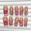 image:imageBABALAL Press On Nails Long Square Fake Nails Purple Ombre With 3d Floral amp Polka Dot Glossy Full Cover Glue On Nails For Women And Girls 24PcsbbfnH01001