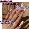 image:imageBABALAL Press On Nails Long Square Fake Nails Purple Ombre With 3d Floral amp Polka Dot Glossy Full Cover Glue On Nails For Women And Girls 24PcsbbfnH023