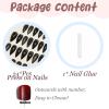 image:imageBABALAL Press On Nails Long Stiletto Fake Nails Black Glossy with 3D Rhinestone Crystal Design Gothic Punk Glue On Nails for Women and Girls 24PcsNq20201