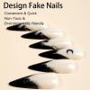 image:imageBABALAL Press On Nails Long Stiletto Fake Nails Black Glossy with 3D Rhinestone Crystal Design Gothic Punk Glue On Nails for Women and Girls 24PcsNq207goth