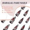 image:imageBABALAL Press On Nails Long Stiletto Fake Nails Black Glossy with 3D Rhinestone Crystal Design Gothic Punk Glue On Nails for Women and Girls 24PcsNq201black