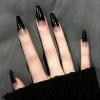 image:imageBABALAL Press On Nails Long Stiletto Fake Nails Black Glossy with 3D Rhinestone Crystal Design Gothic Punk Glue On Nails for Women and Girls 24PcsNq201dark