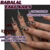 image:imageBABALAL Press On Nails Long Stiletto Fake Nails Black Glossy with 3D Rhinestone Crystal Design Gothic Punk Glue On Nails for Women and Girls 24PcsNq209black