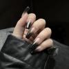 image:imageBABALAL Press On Nails Long Stiletto Fake Nails Black Glossy with 3D Rhinestone Crystal Design Gothic Punk Glue On Nails for Women and Girls 24PcsNq201dark