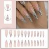 image:imageBABALAL Press On Nails Long Stiletto Fake Nails Black Glossy with 3D Rhinestone Crystal Design Gothic Punk Glue On Nails for Women and Girls 24PcsNq205french
