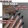 image:imageBABALAL Press On Nails Long Stiletto Fake Nails Black Glossy with 3D Rhinestone Crystal Design Gothic Punk Glue On Nails for Women and Girls 24PcsNq207goth
