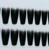 image:imageBABALAL Press On Nails Long Stiletto Fake Nails Black Glossy with 3D Rhinestone Crystal Design Gothic Punk Glue On Nails for Women and Girls 24PcsNq201dark