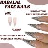 image:imageBABALAL Press On Nails Long Stiletto Fake Nails Black Glossy with 3D Rhinestone Crystal Design Gothic Punk Glue On Nails for Women and Girls 24PcsNq205french