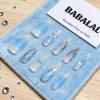 image:imageBABALAL Press On Nails Long Stiletto Fake Nails Black Glossy with 3D Rhinestone Crystal Design Gothic Punk Glue On Nails for Women and Girls 24PcsNq20301