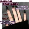 image:imageBABALAL Press On Nails Long Stiletto Fake Nails Black Glossy with 3D Rhinestone Crystal Design Gothic Punk Glue On Nails for Women and Girls 24PcsNq201dark