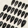 image:imageBABALAL Press On Nails Long Stiletto Fake Nails Black Glossy with 3D Rhinestone Crystal Design Gothic Punk Glue On Nails for Women and Girls 24PcsNq20201