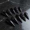 image:imageBABALAL Press On Nails Long Stiletto Fake Nails Black Glossy with 3D Rhinestone Crystal Design Gothic Punk Glue On Nails for Women and Girls 24PcsNq20201
